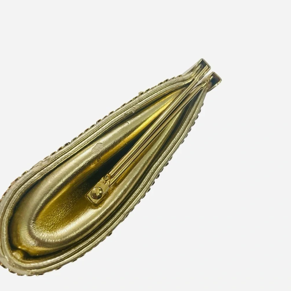Steve Madden Metallic Gold Animal Print Evening Clutch Purse with Chain Strap